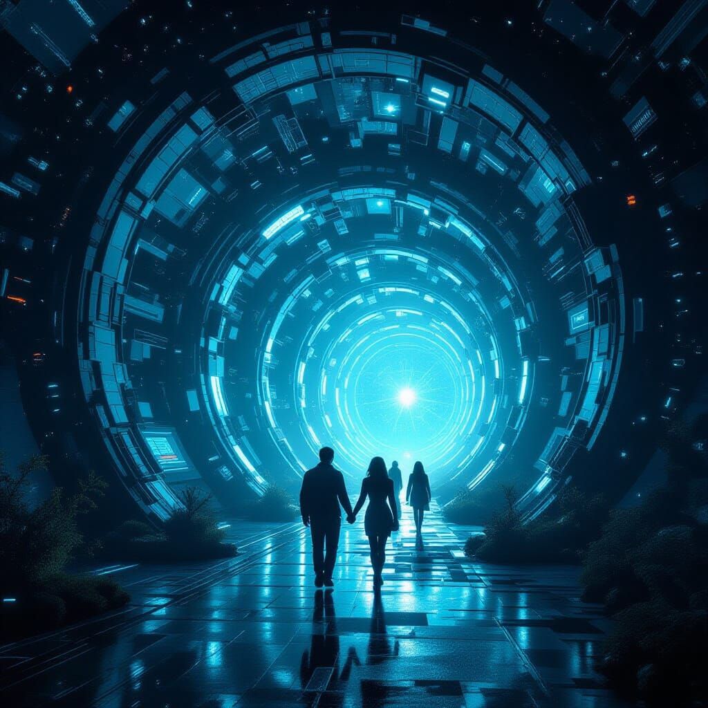 Fractal Tunnel: A Neon-Lit Futuristic Vision