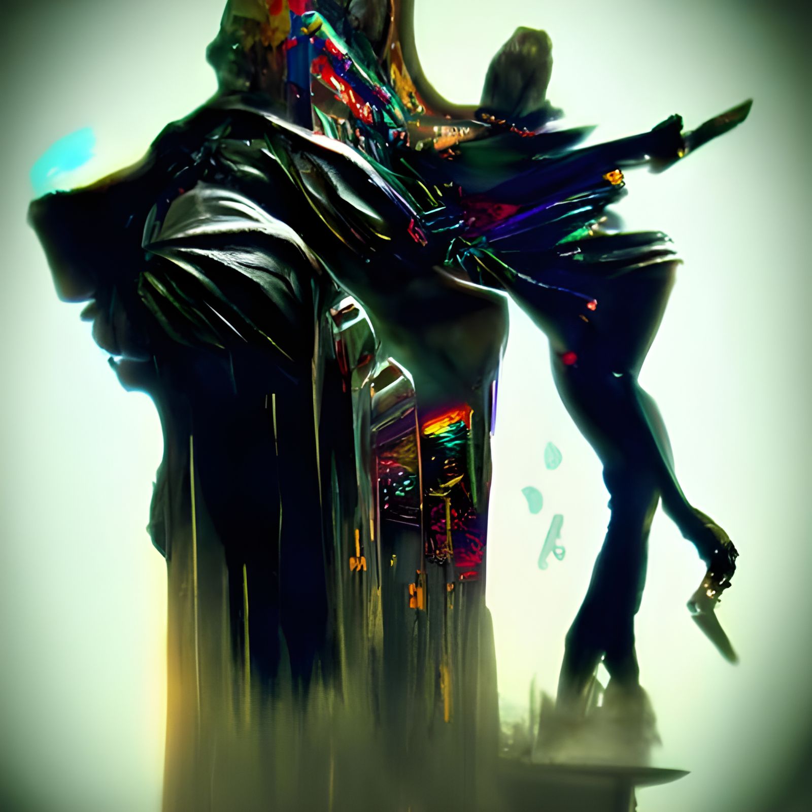 Sinister Rock 'n Roll in Cyberpunk Neon Style