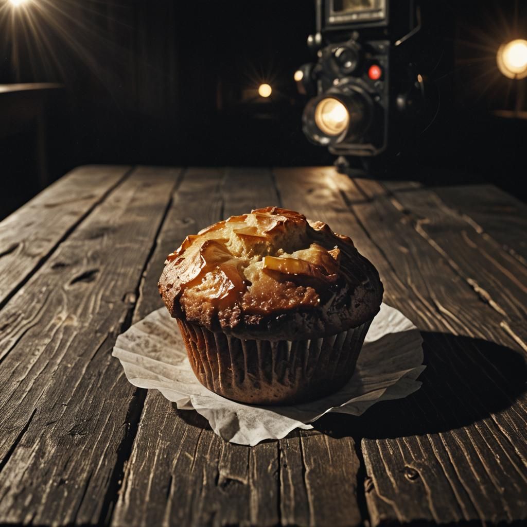 Muffin with a Face in Film Noir Lighting