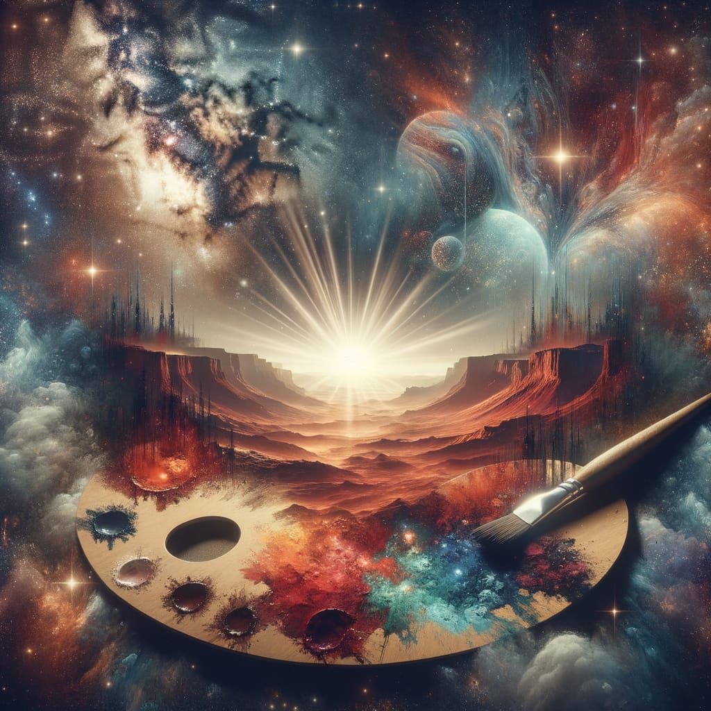 Mars Landscape Double Exposure in Painter's Palette