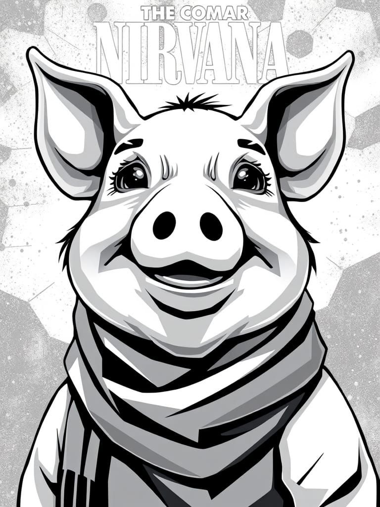 a close up of a cartoon pig
