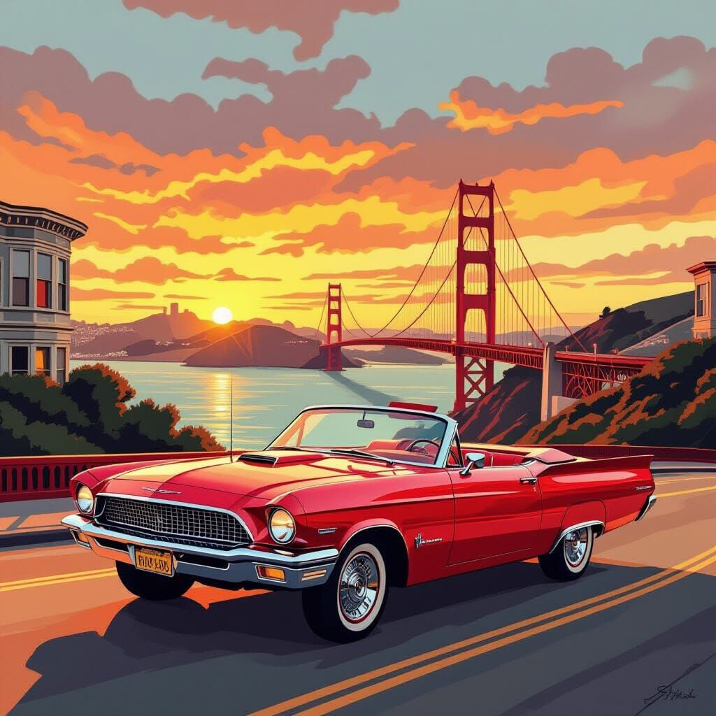 1970s Convertible in San Francisco, Retro-Futurism