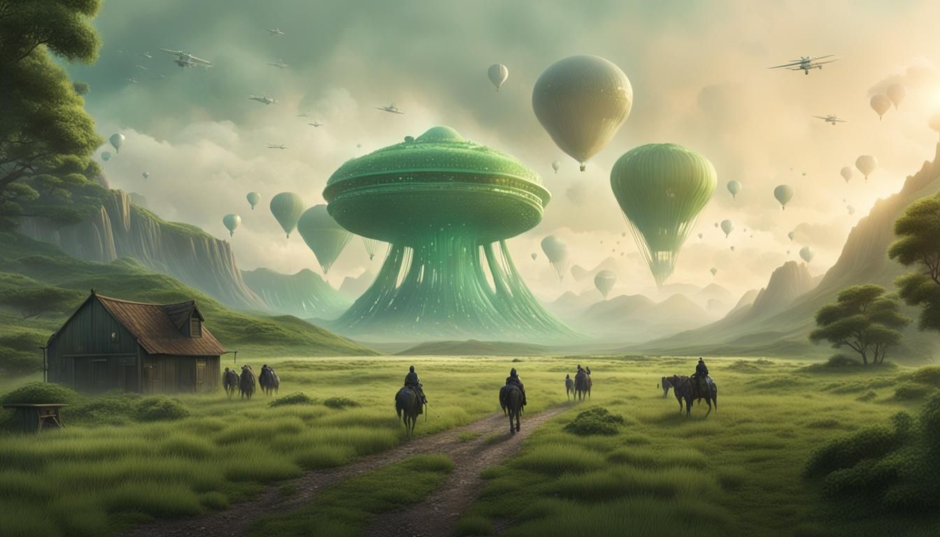 Arrival-Inspired Heptapods Meet Scientists in Pastel Landsca...