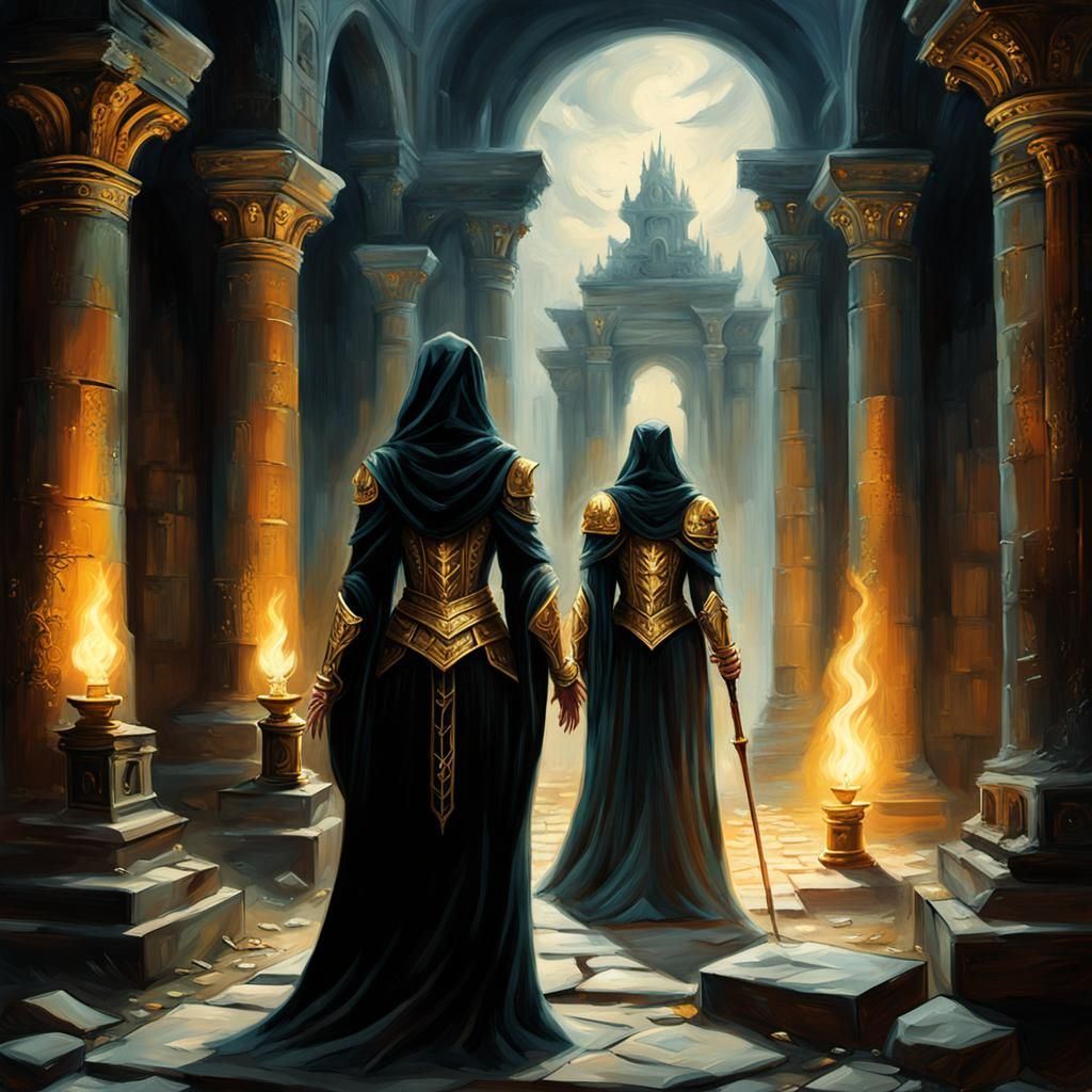 Gothic Goddess in Abandoned Temple Painting