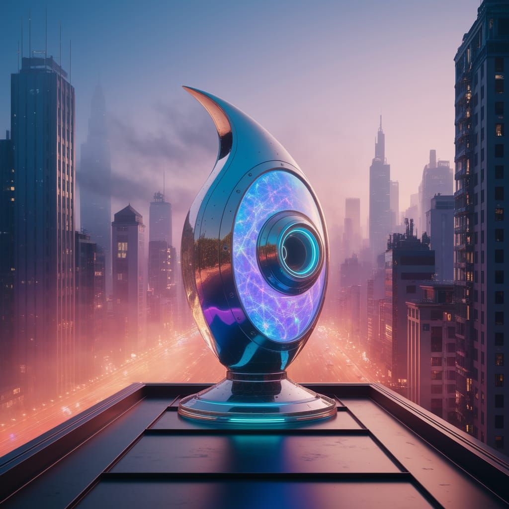 Futuristic Birdhouse on Rooftop at Dusk