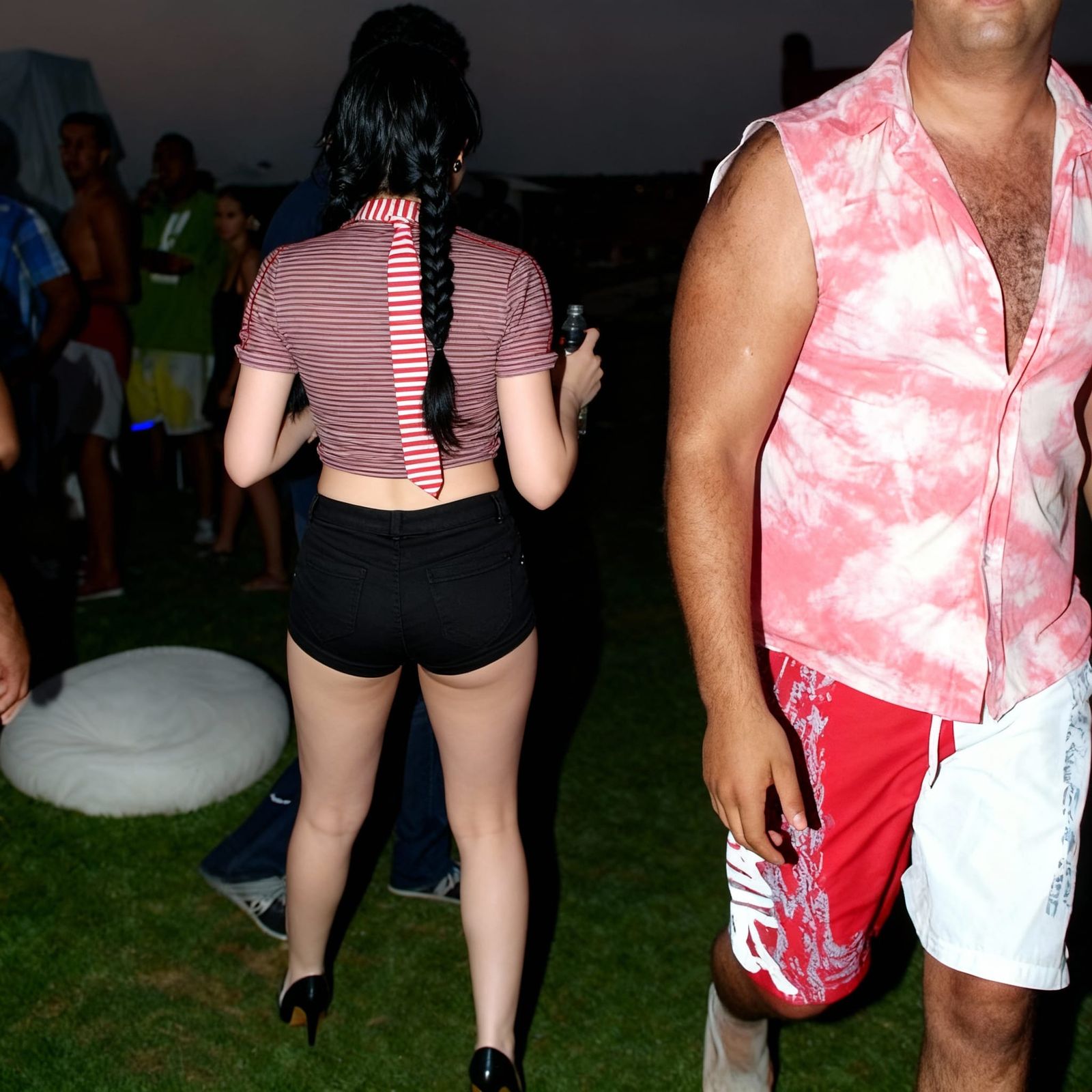 Woman in Black Shorts Viewed From Behind