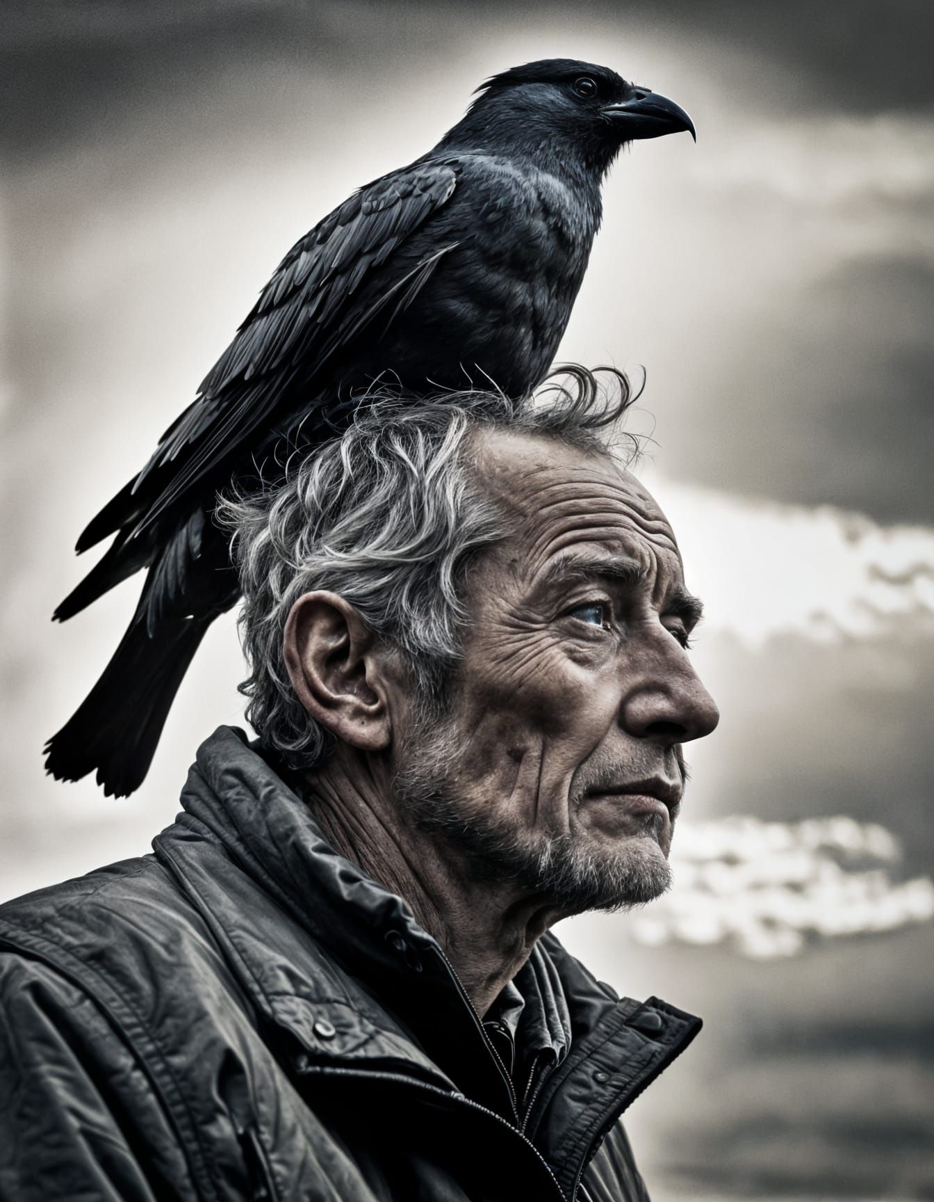 Man with Jackdaw: A Study in Resilience
