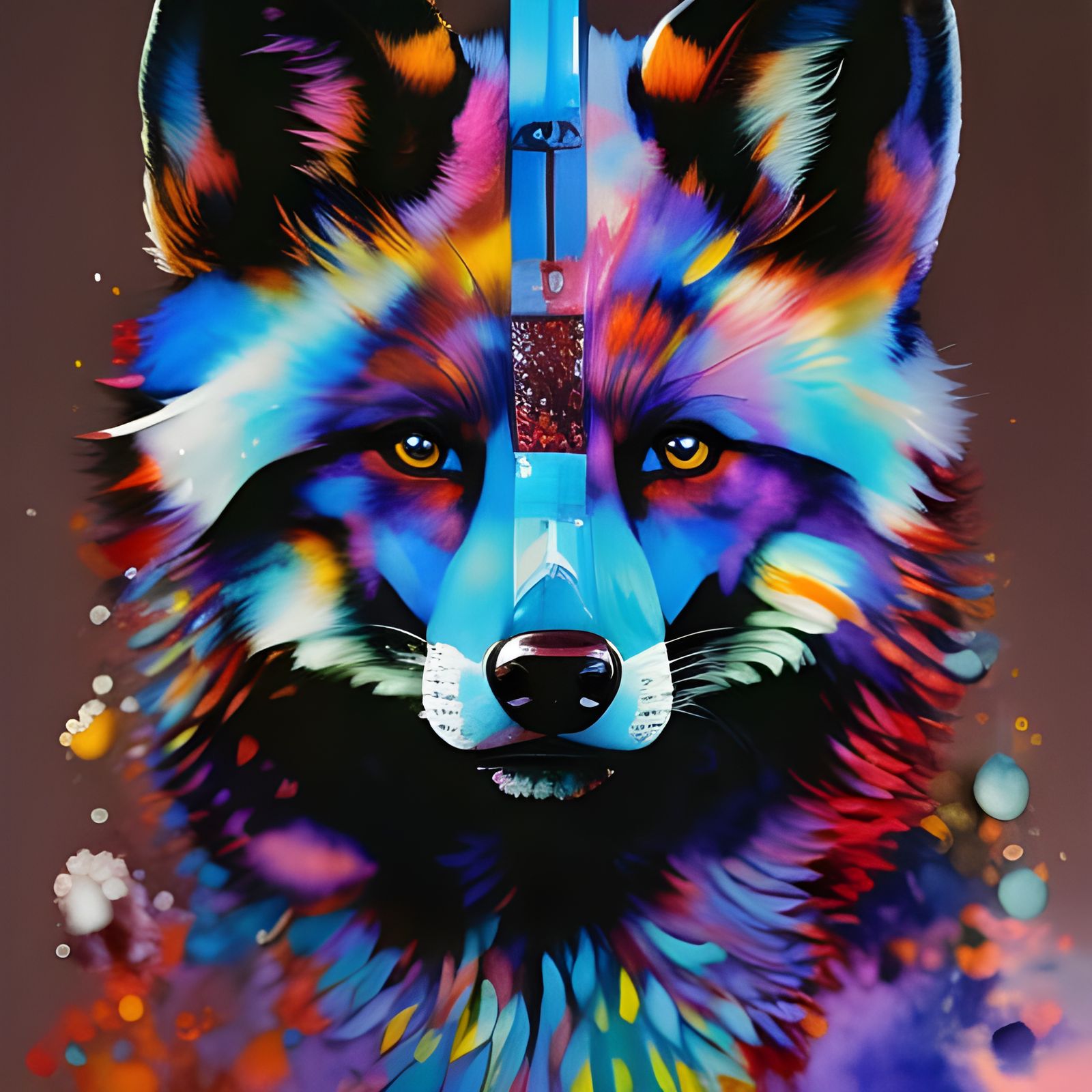 Colorful Fox Portrait with Smoke Effects