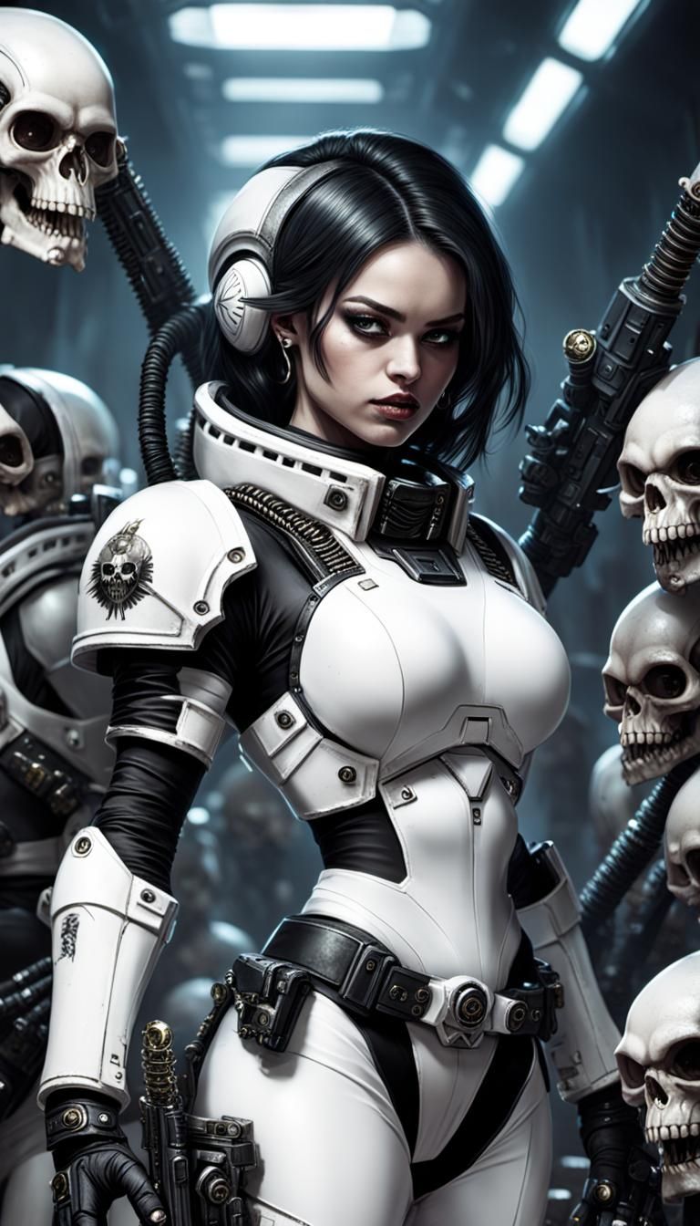 Female Space Marine in Biosuit with Chainsword