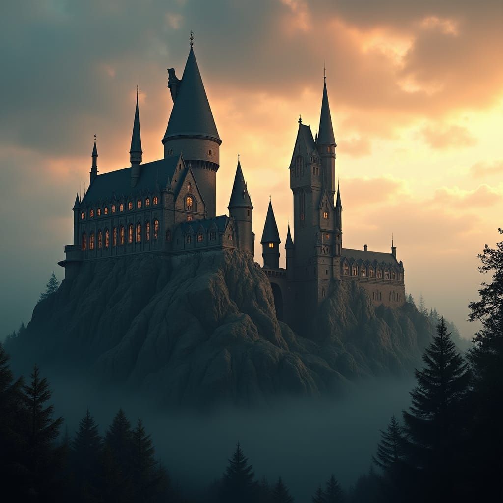 Hogwarts Castle in Golden Light