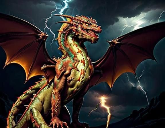 Electric Dragon: Renaissance Horror Digital Art