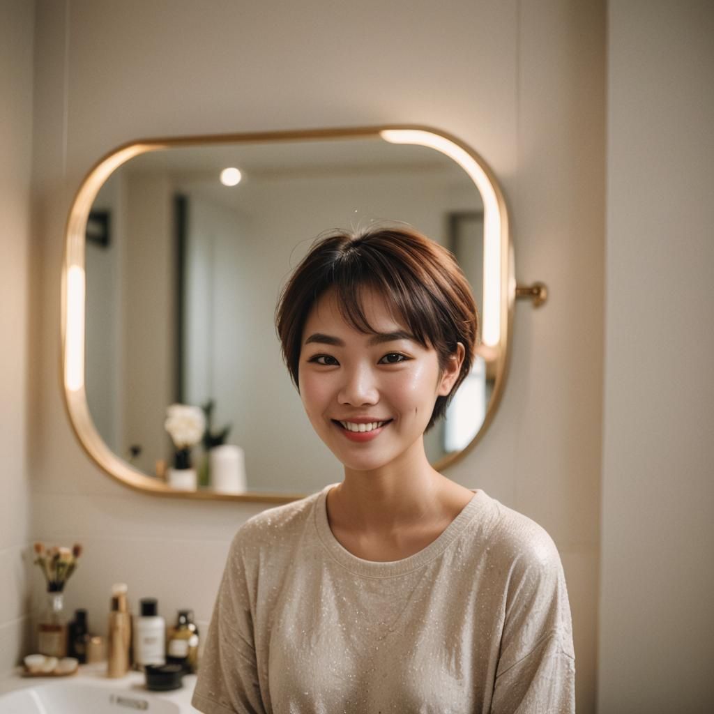 Asian Girl Portrait in Soft Golden Lighting