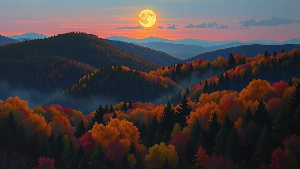 Vermont Hills at Dusk: Impressionist Gouache and Watercolor