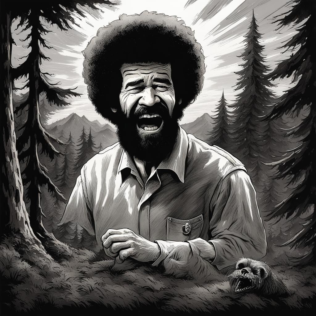 Horror Bob Ross Sneezing, Doré Style