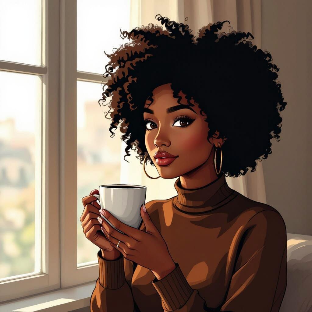 Black Woman Illustration in Modern Style
