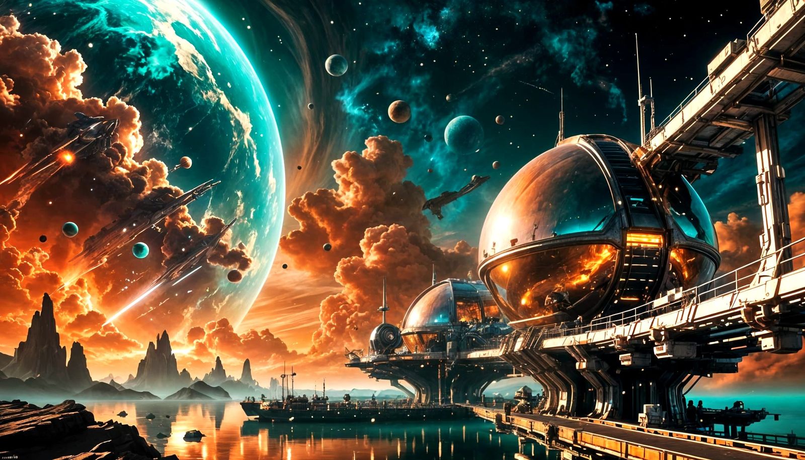 Spectacular Deep Space Station Above Alien World