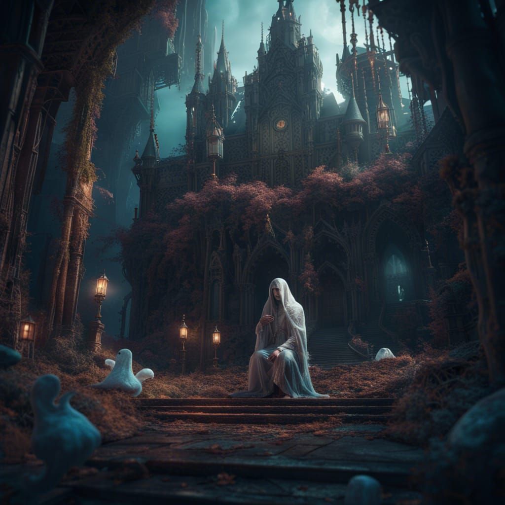 Lonely Ghost in a Detailed Matte Painting