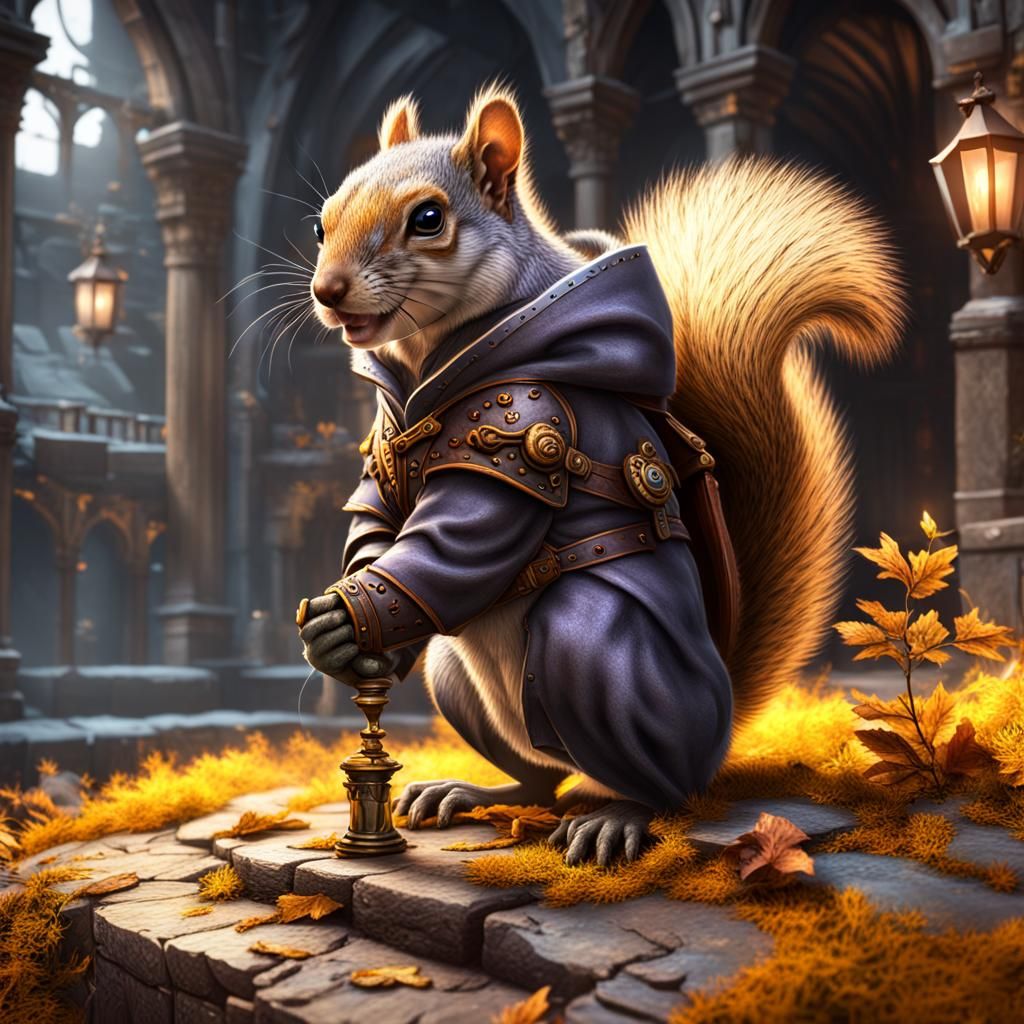 Fantasy Squirrel Thief in Detailed Matte Painting