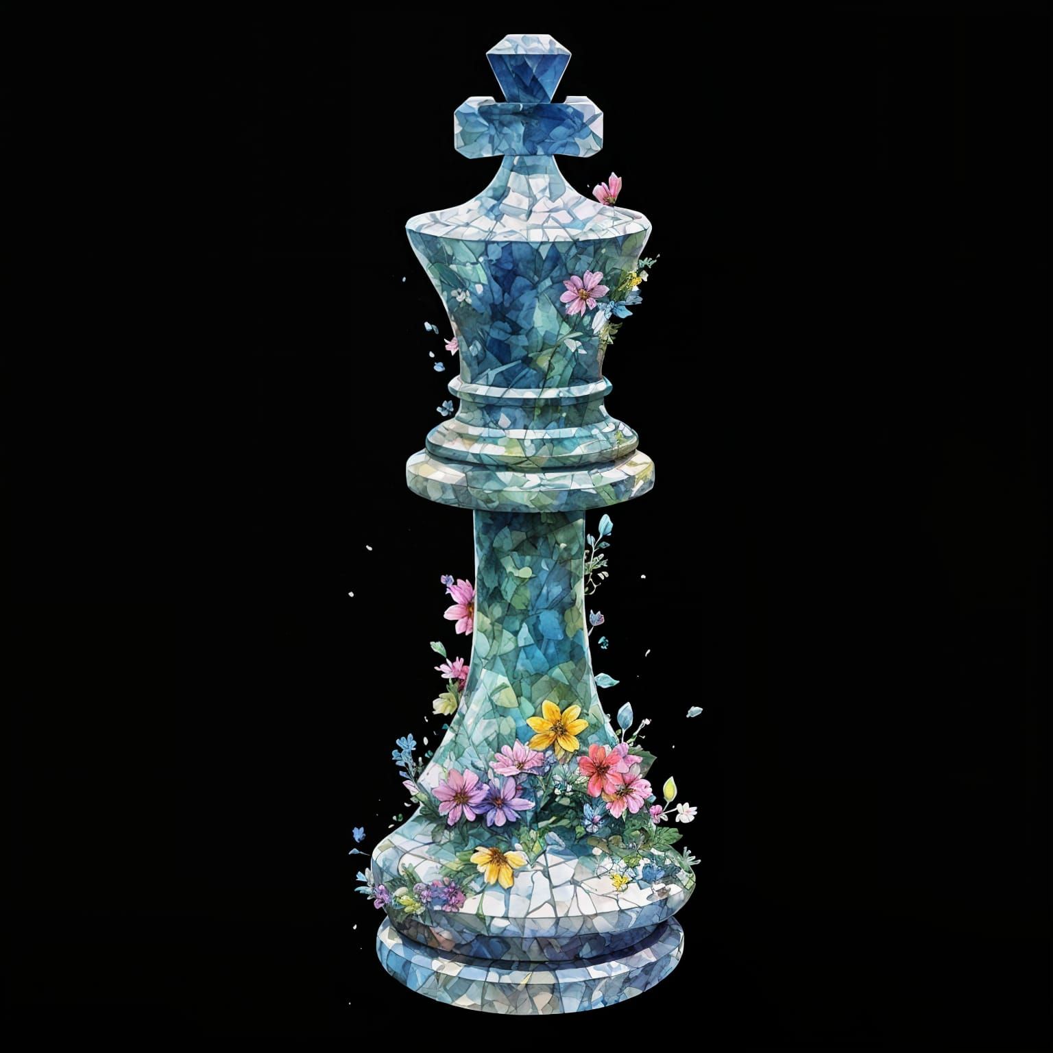 Flowered Chess Piece in Vector Art Mosaic