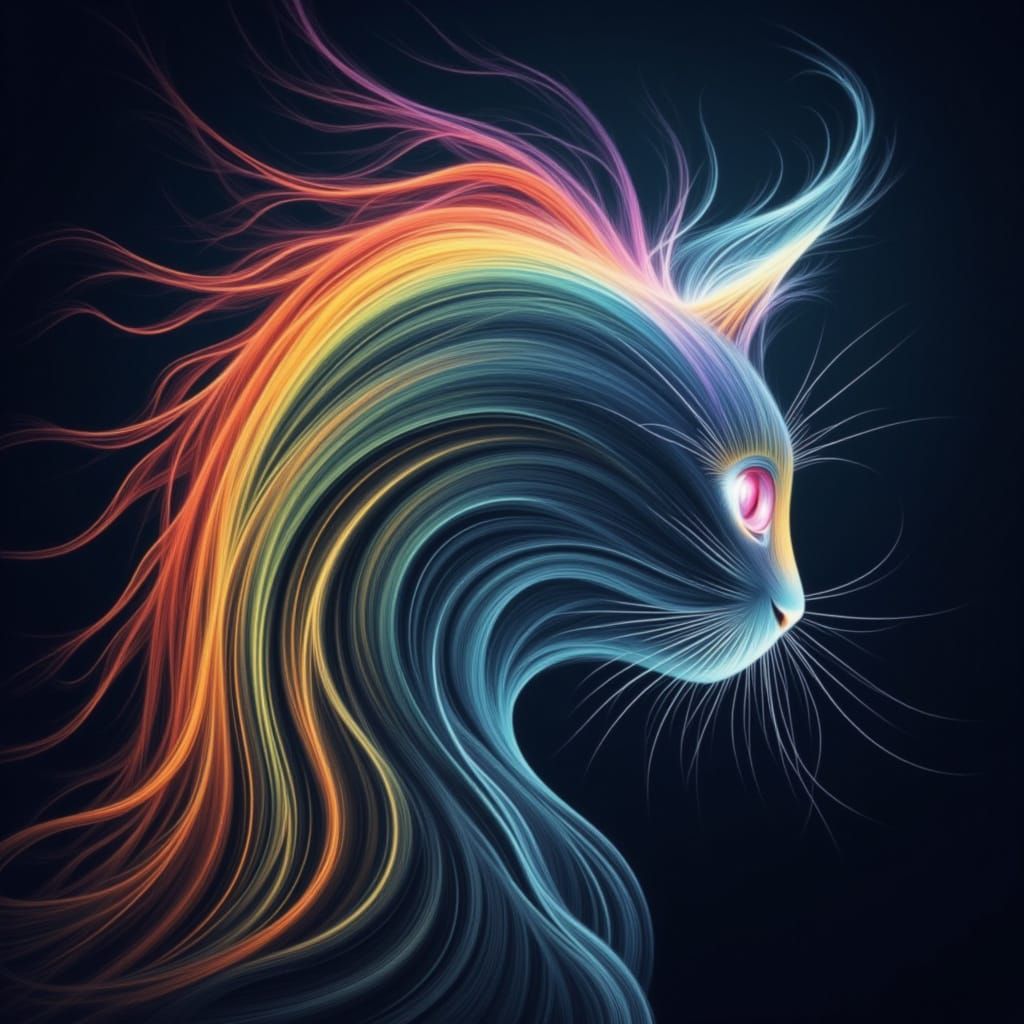 Whimsical Smoke Cat Forms Rainbow