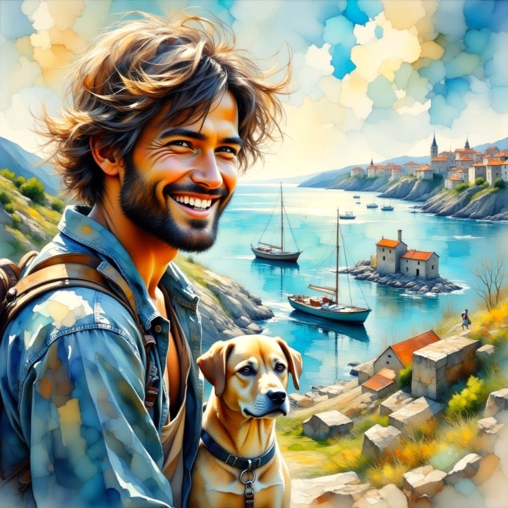 Epic Italian Backpacker Adventure in Vibrant Pastel Style