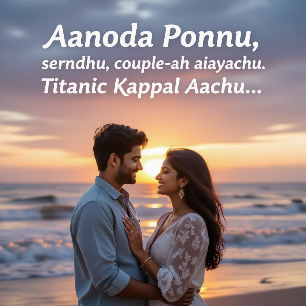 Romantic South Indian Beach Sunset Couple Scene