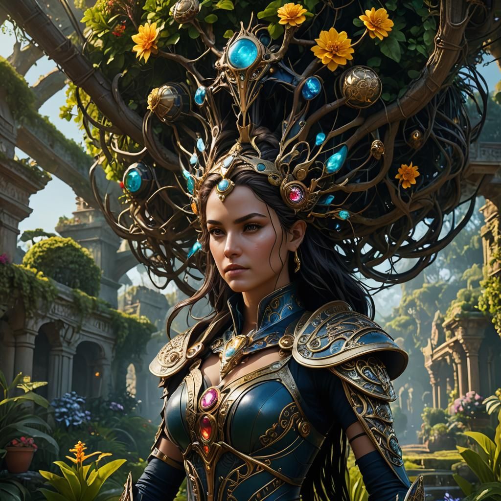 Eden Woman with Cybernetic Brain, Digital Art