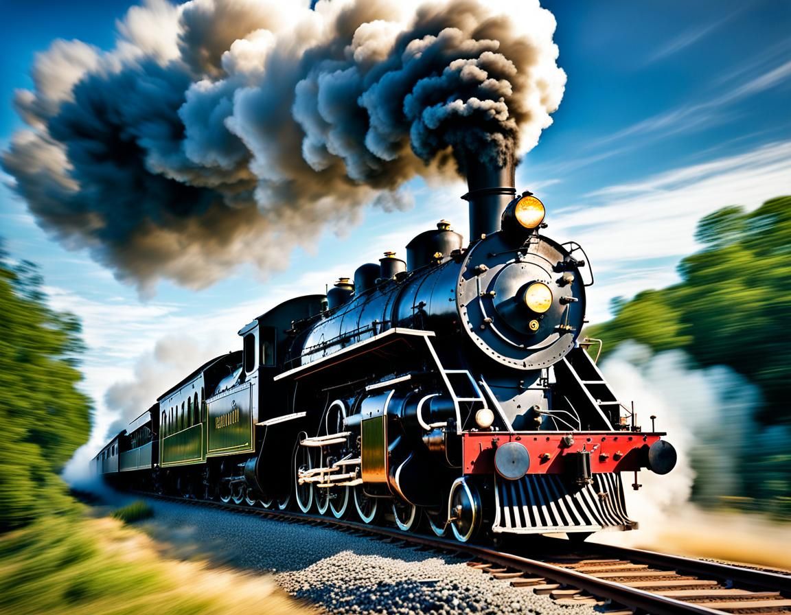 Vintage Steam Train in Motion