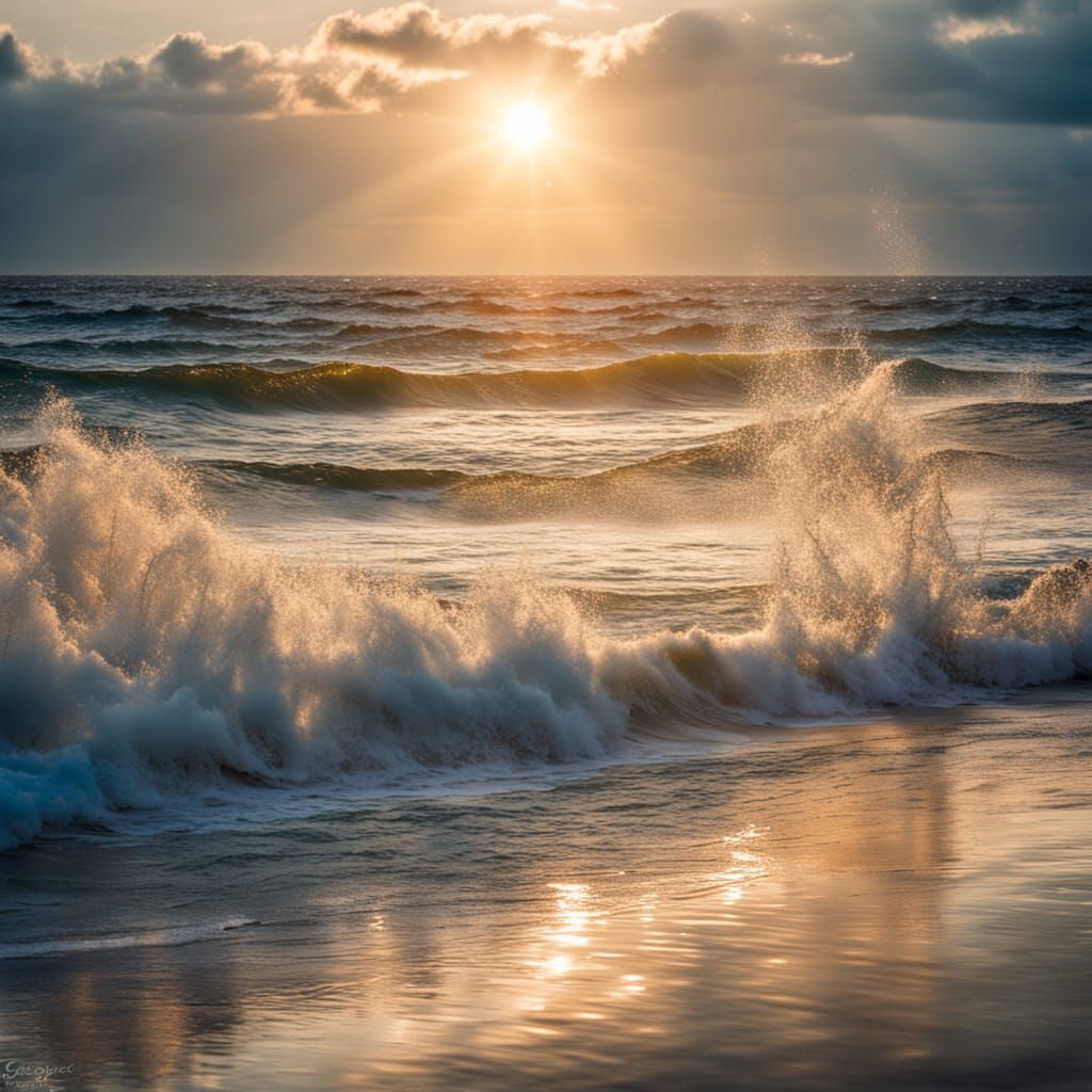 Blue Ocean Seascape Photography at Sunset