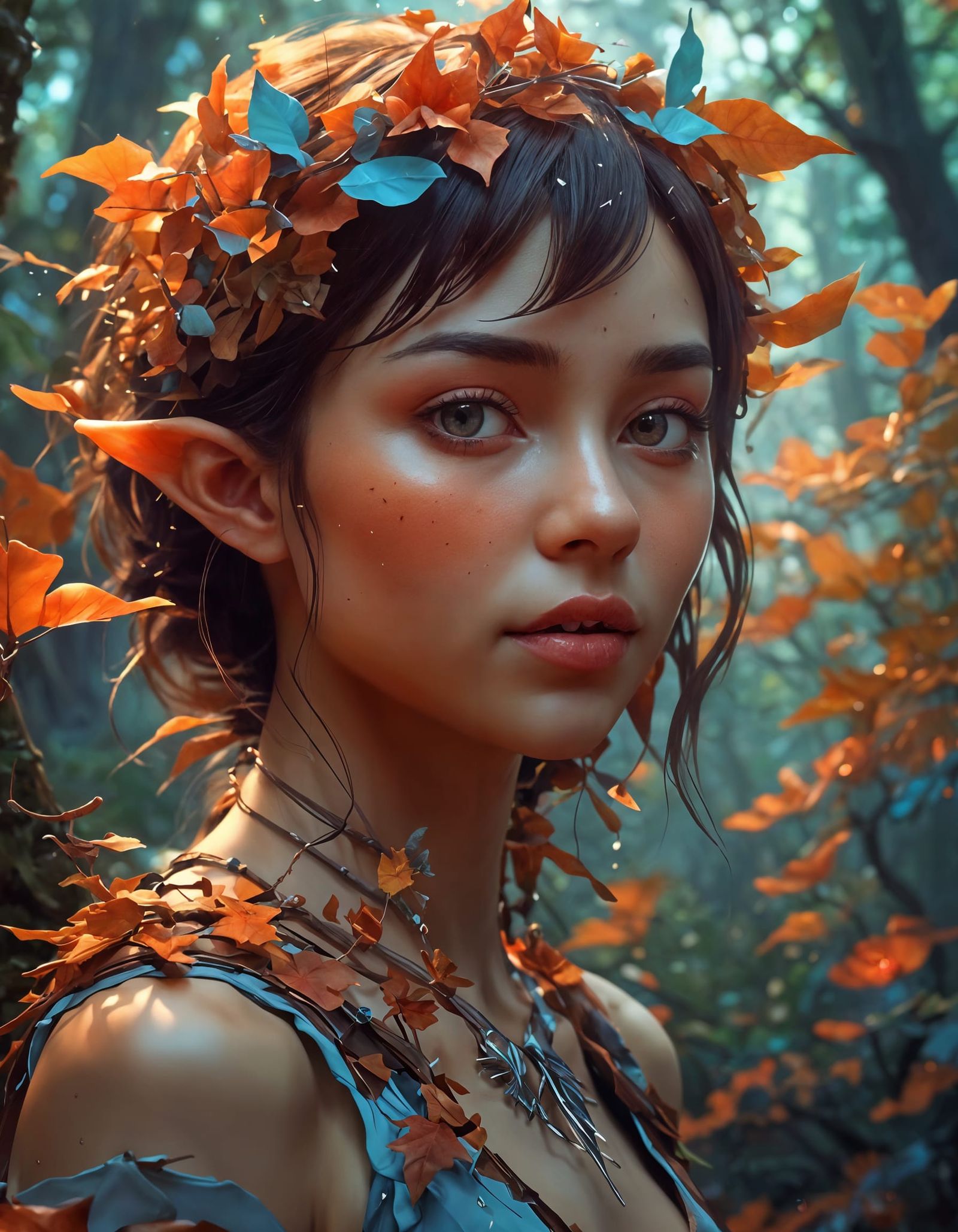 Elf in Misty Forest: Low-Poly Fantasy Art