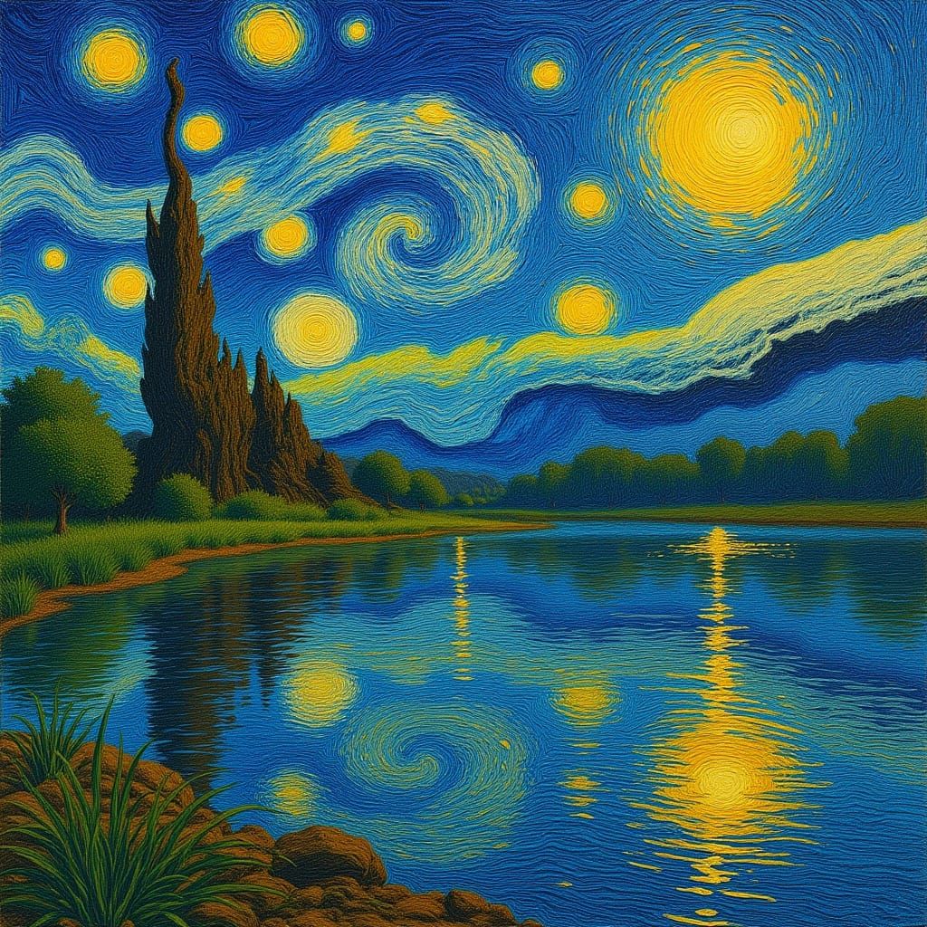 Dreamlike Pond Scene Inspired by Impressionism