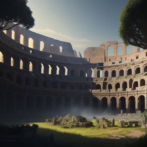 Colosseum Ruins with Ethereal Portal, Concept Art