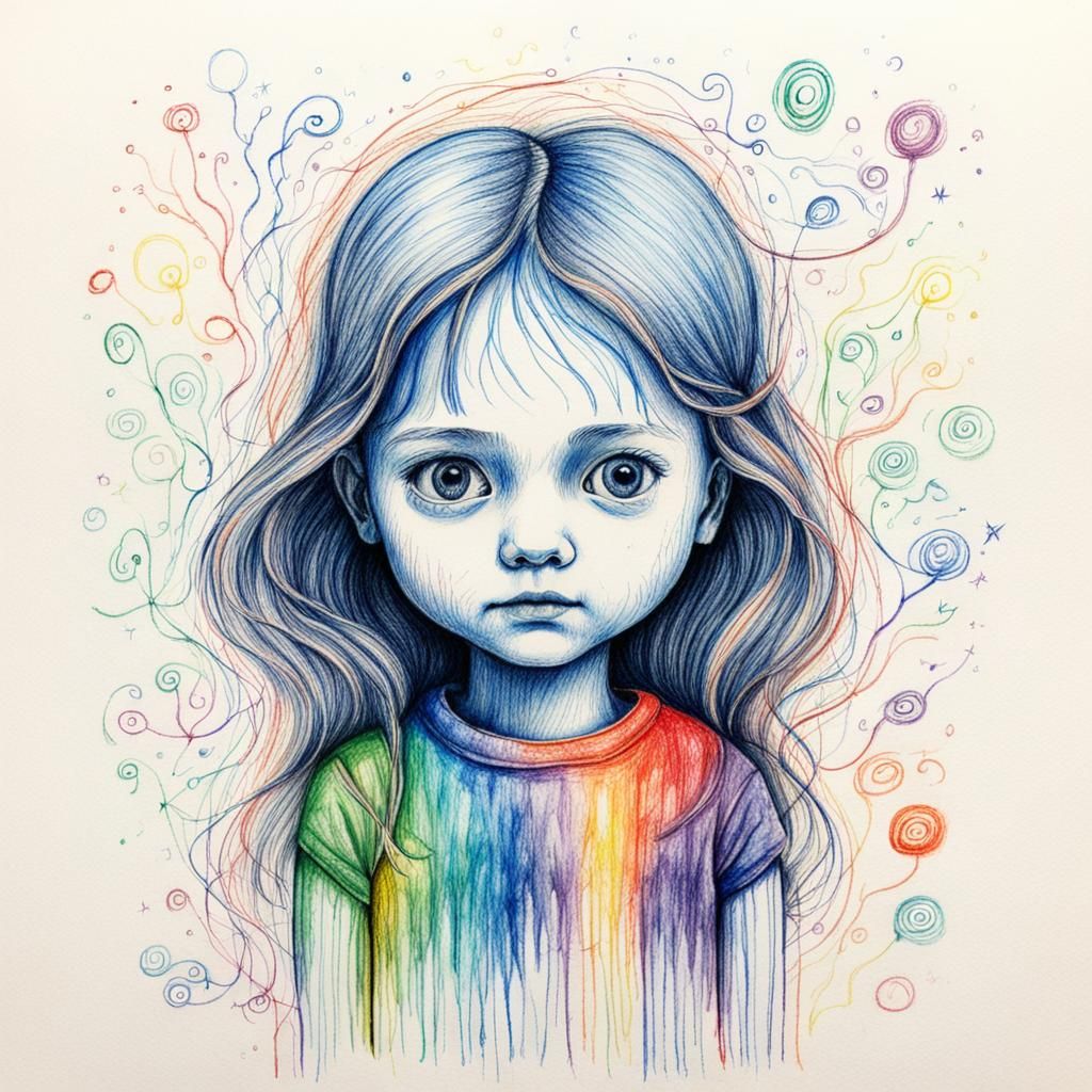 Crayon Drawing: Inner Child Within Adult