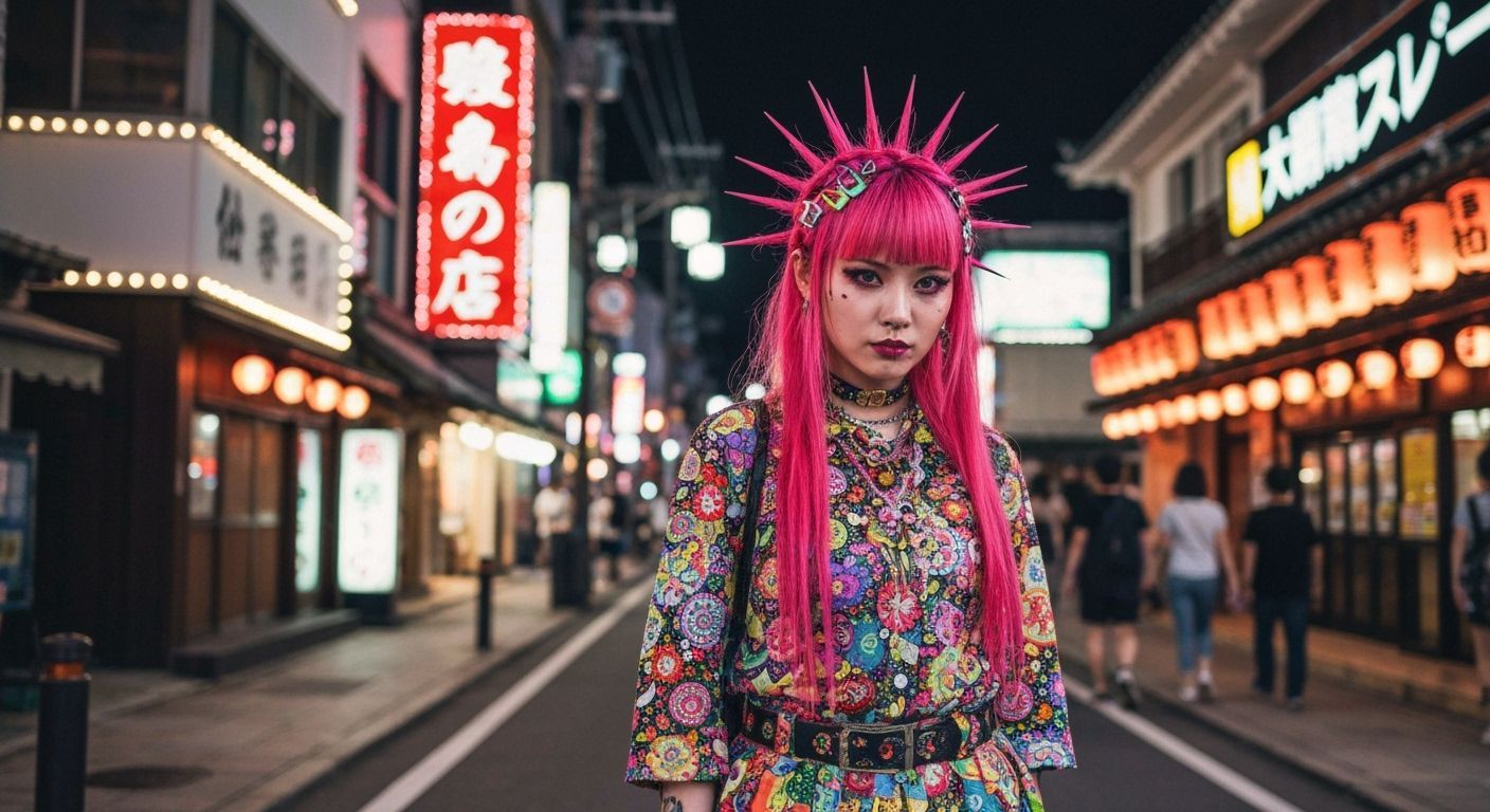 Punk Gyaru Girl in Okinawa, a Vibrant Street Scene