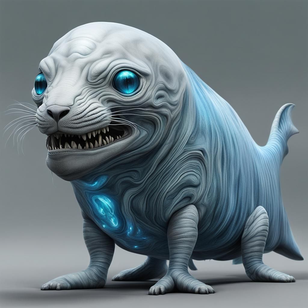 Alien Exoplanet with Scary Cat-Whale Creatures