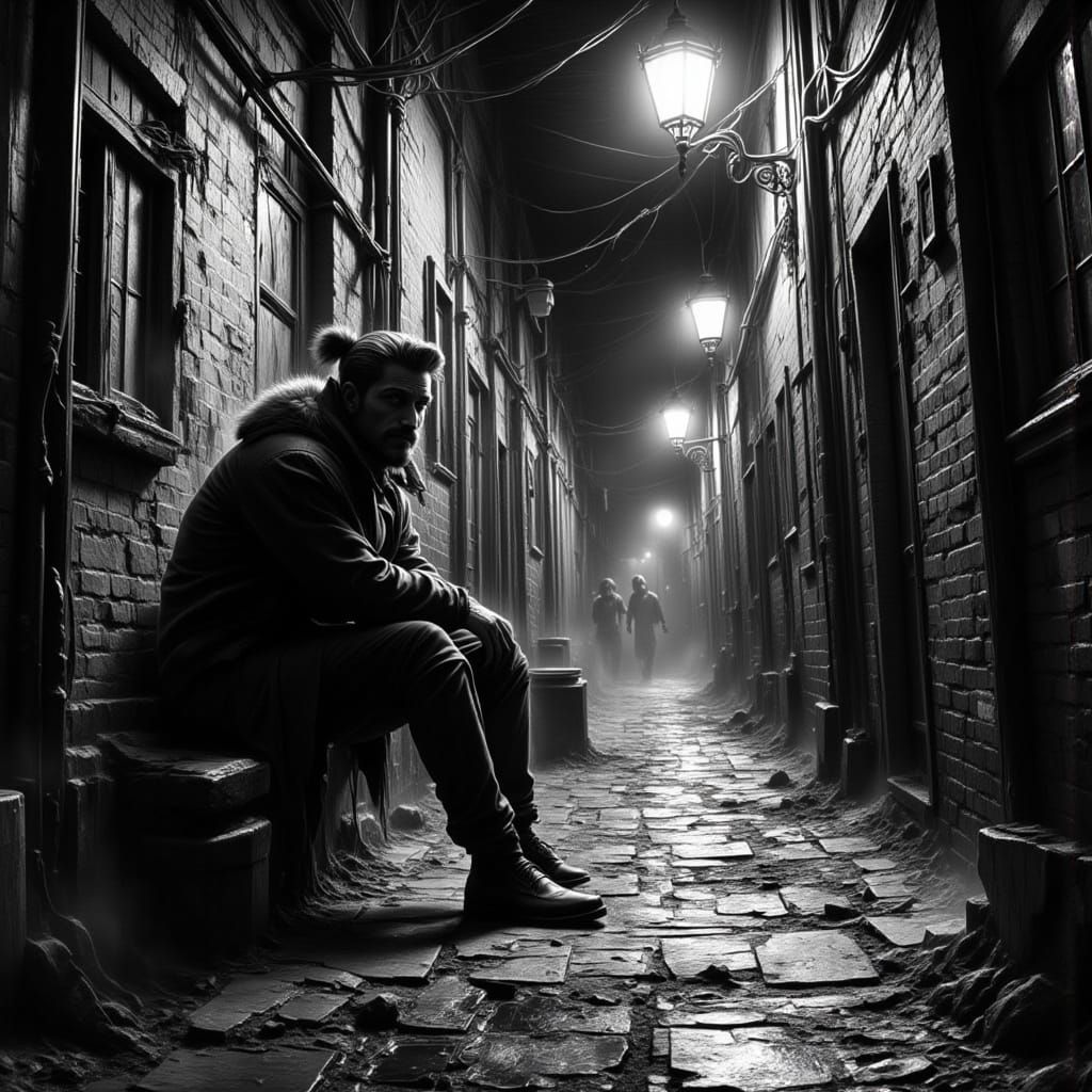 Film Noir Alley in Smokey Grunge Style