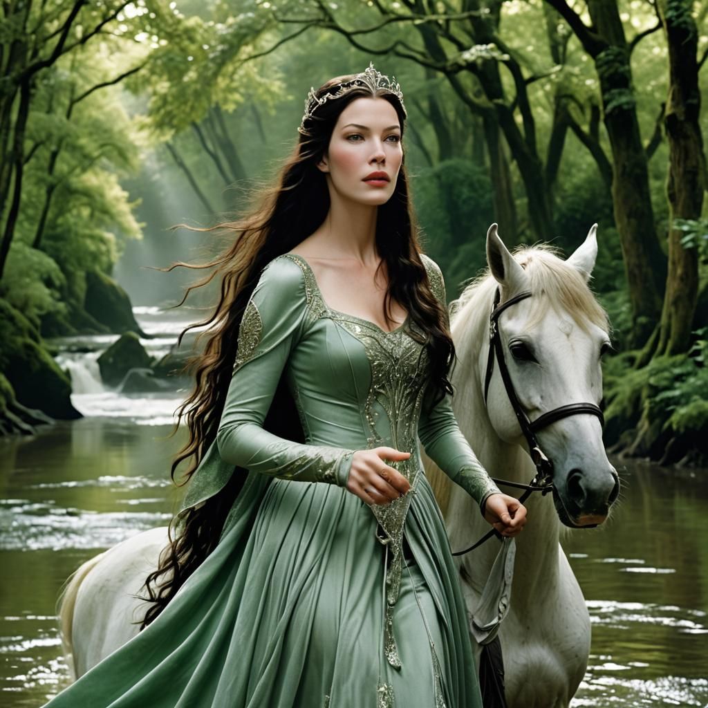 Arwen Summons Flood: Art Nouveau Elf Princess