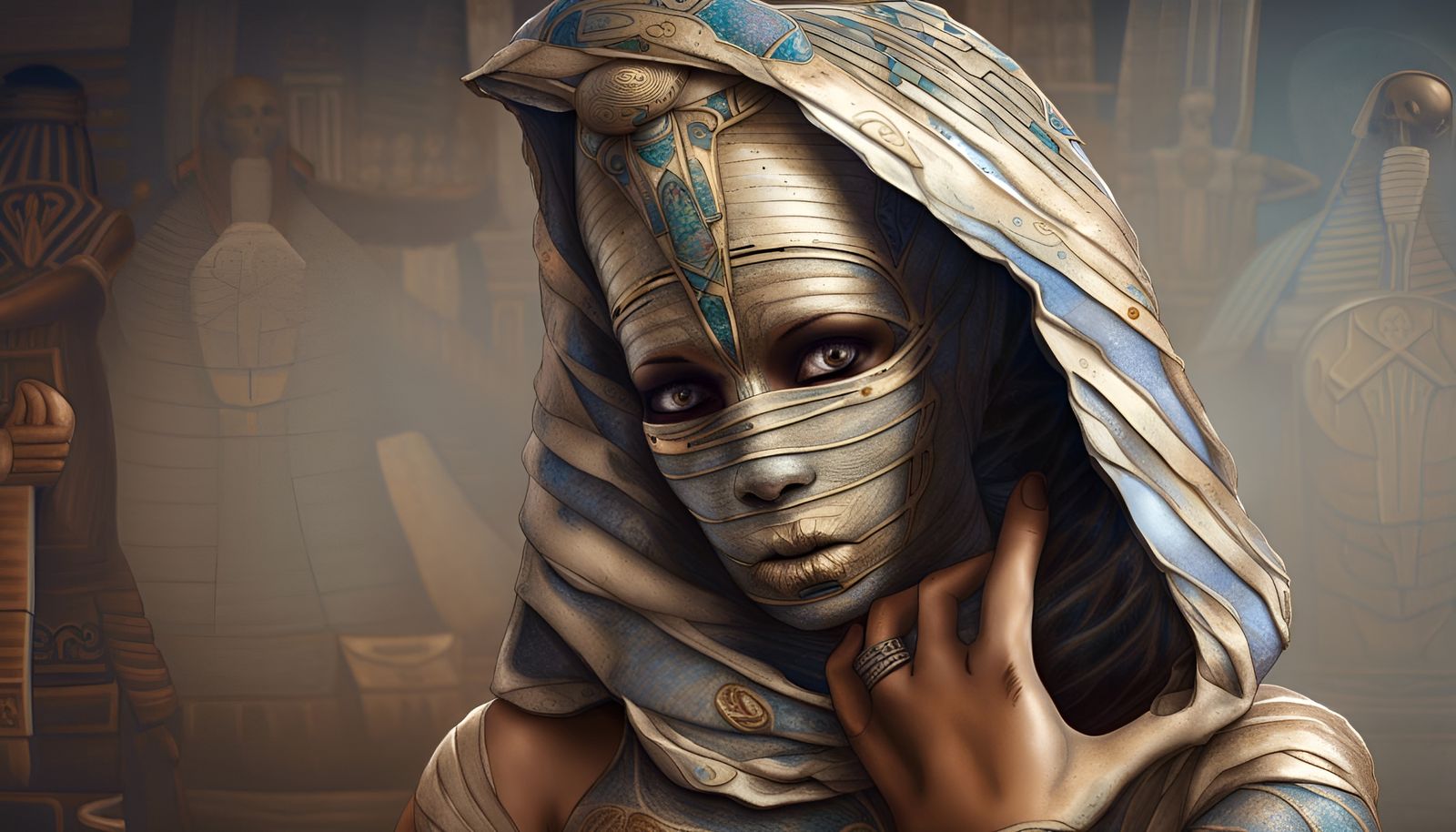 Egyptian Mummy Model: Hyperdetailed Horror Art