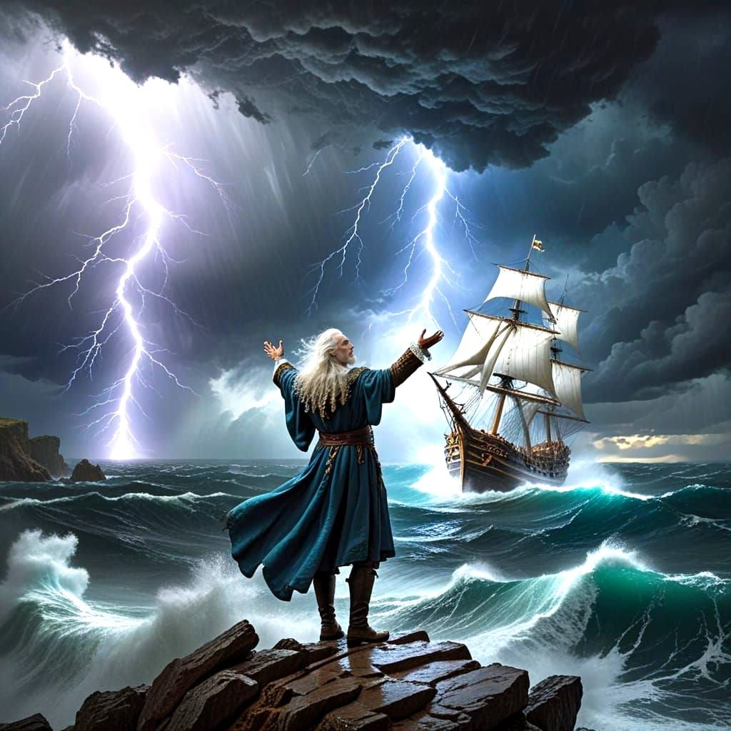 Prospero Conjures a Raging Tempest Over a Shipwreck