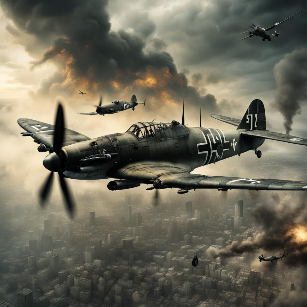 Epic Stuka Dive Bombing: Cinematic Digital Matte Painting