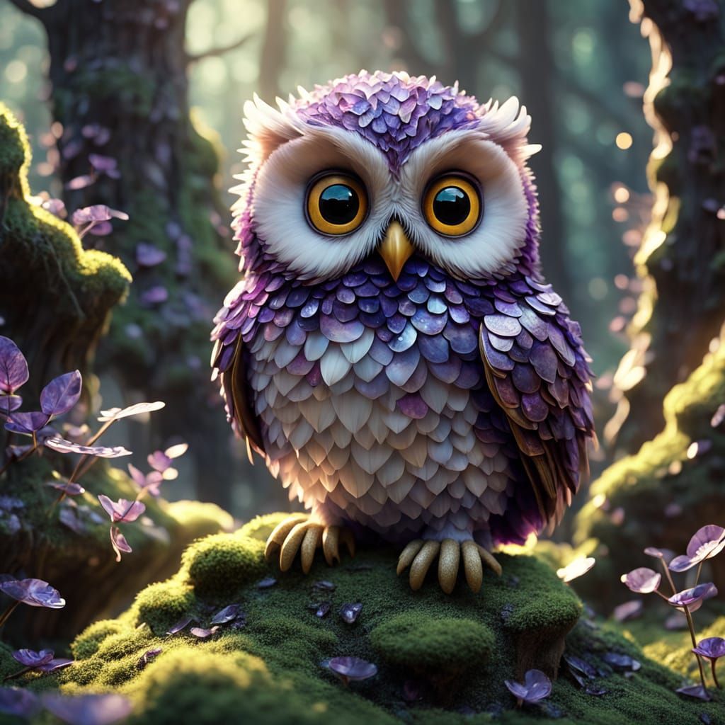 Amethyst Owl in Pixar Style 3D Animation