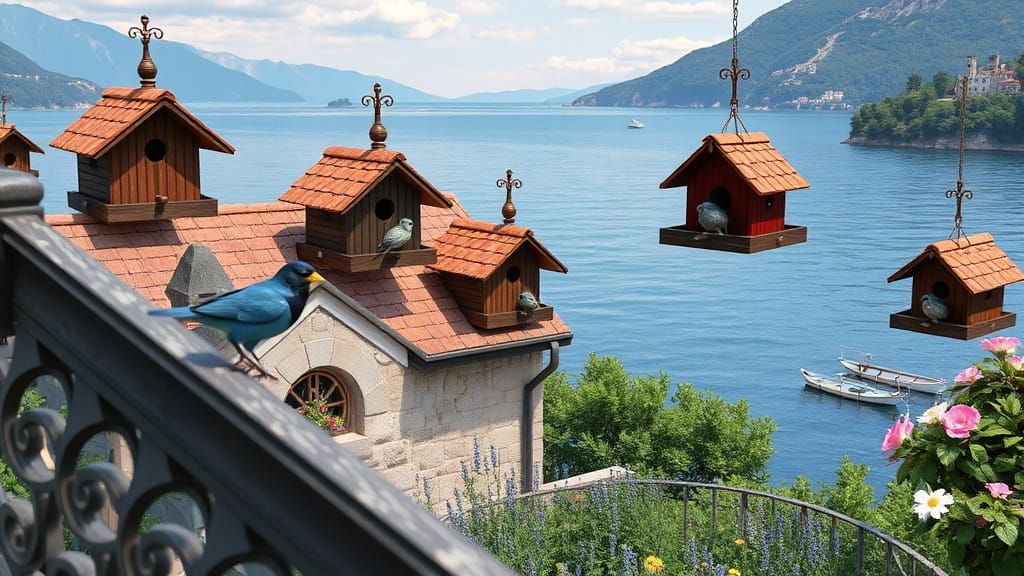 Birdhouses Overlooking Boka Bay, 3D Anime Style