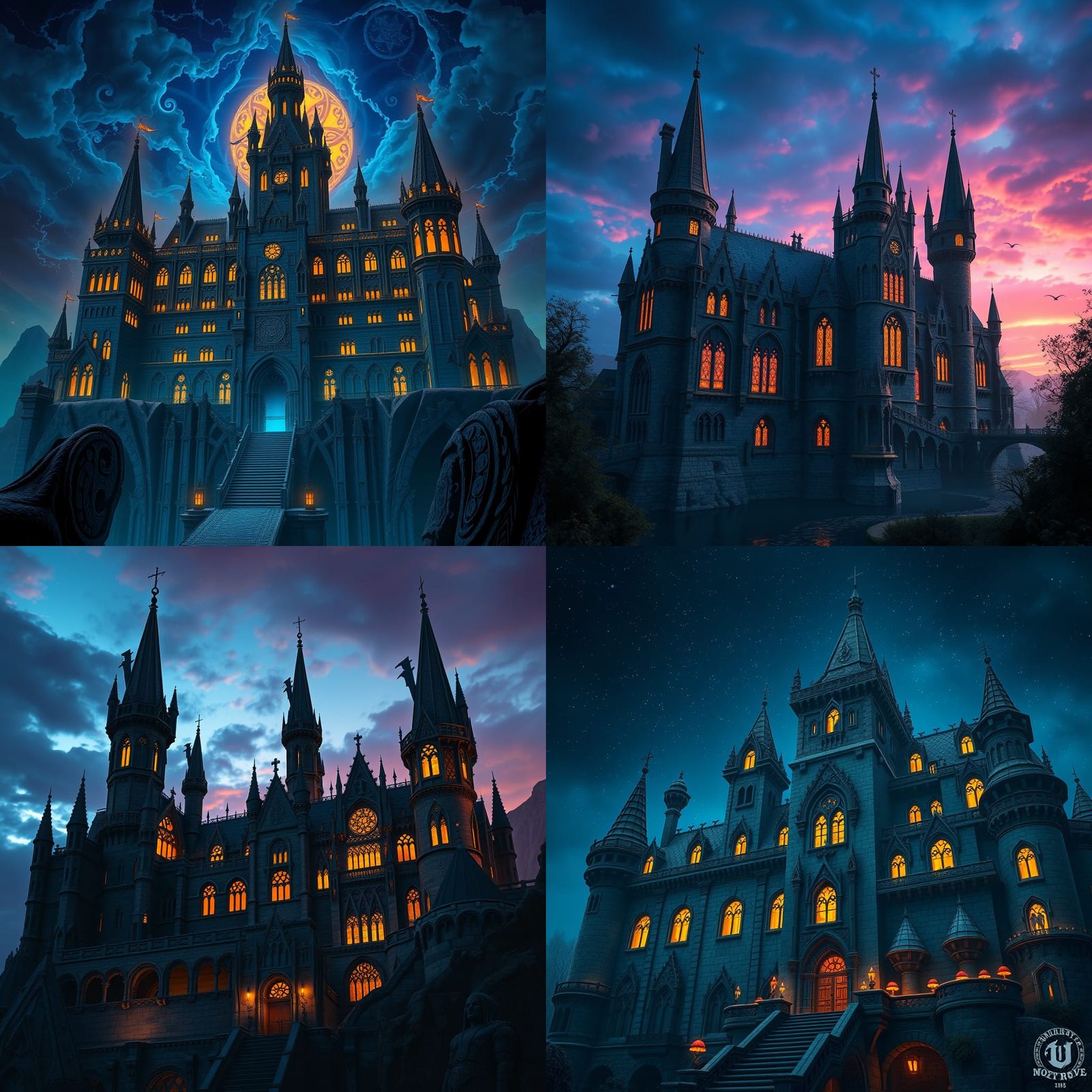 Majestic Dark Castle in Vast Fantasy Realm