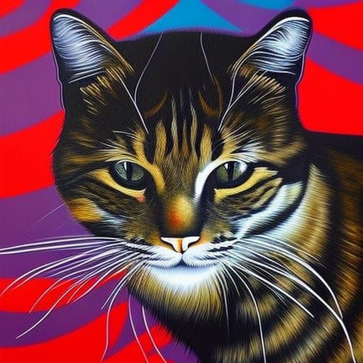 Cat Sipping Wine in a Colorful, Detailed Style