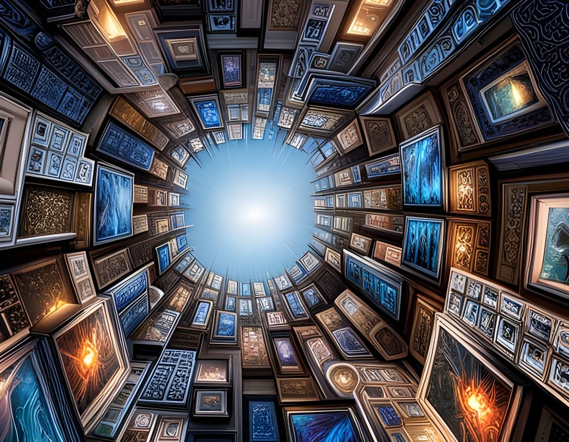 Cosmic Web of Creation in Mirrored Box: Cubist Style