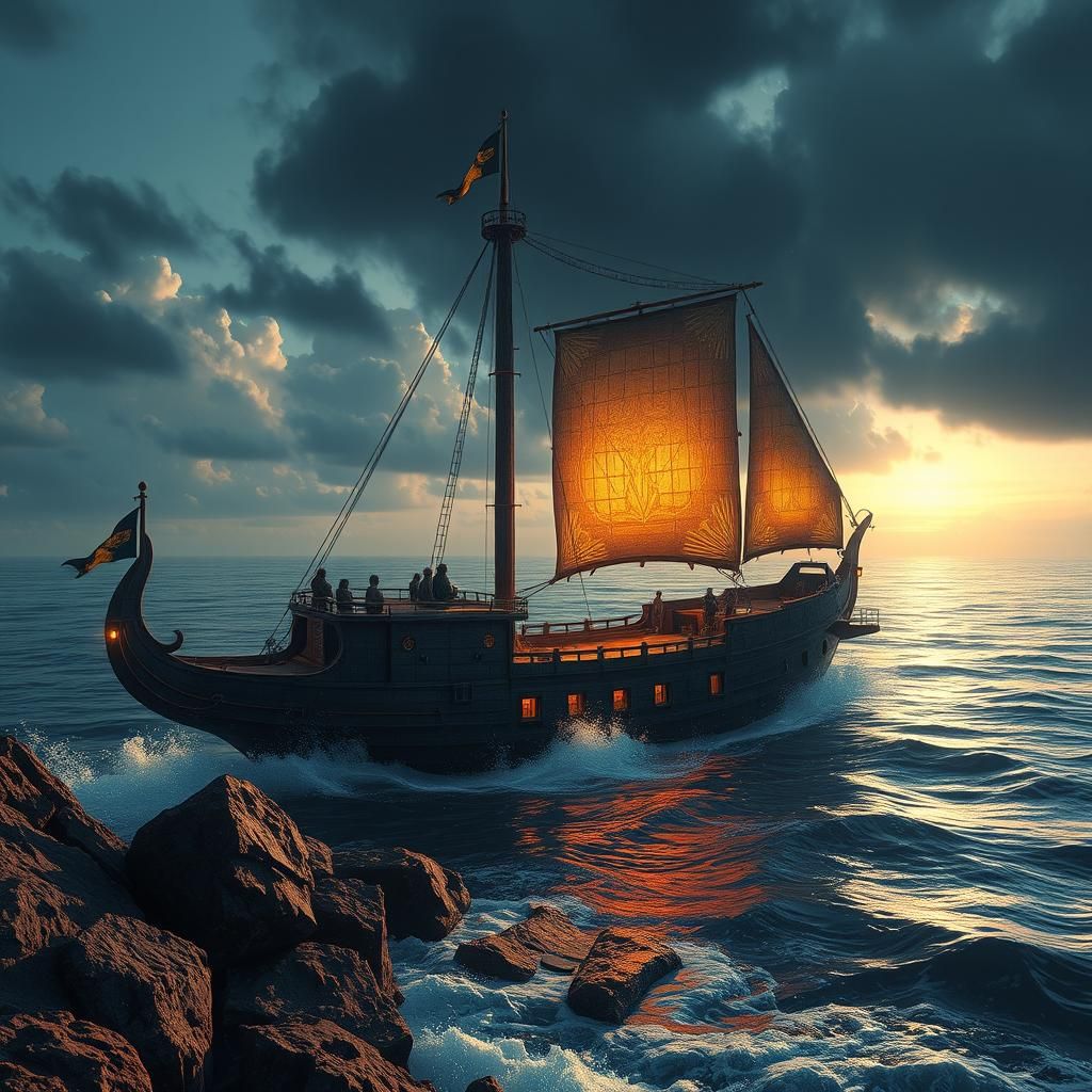 Hittite Ship Patrols Bolivian Coast in Detailed Matte Painti...