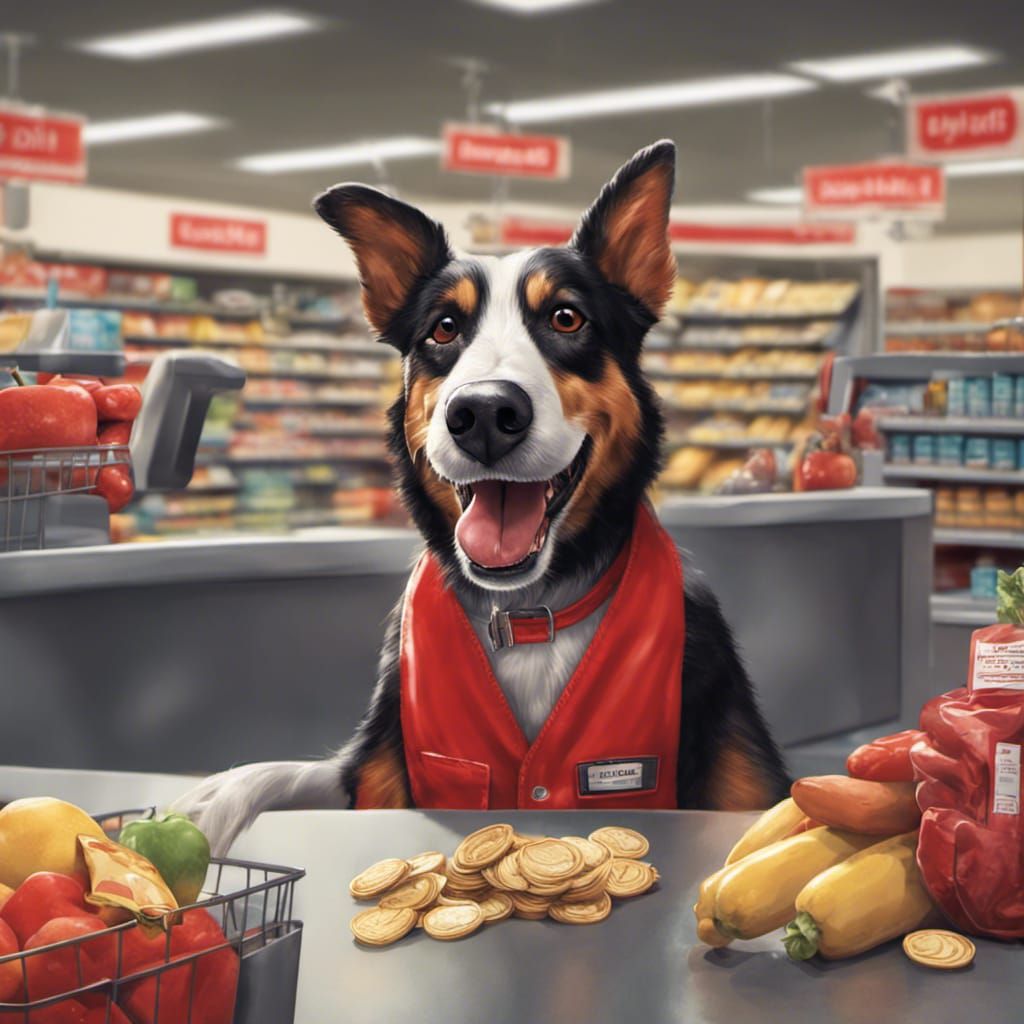 Dog Cashier at Supermarket: Good Boy of the Month