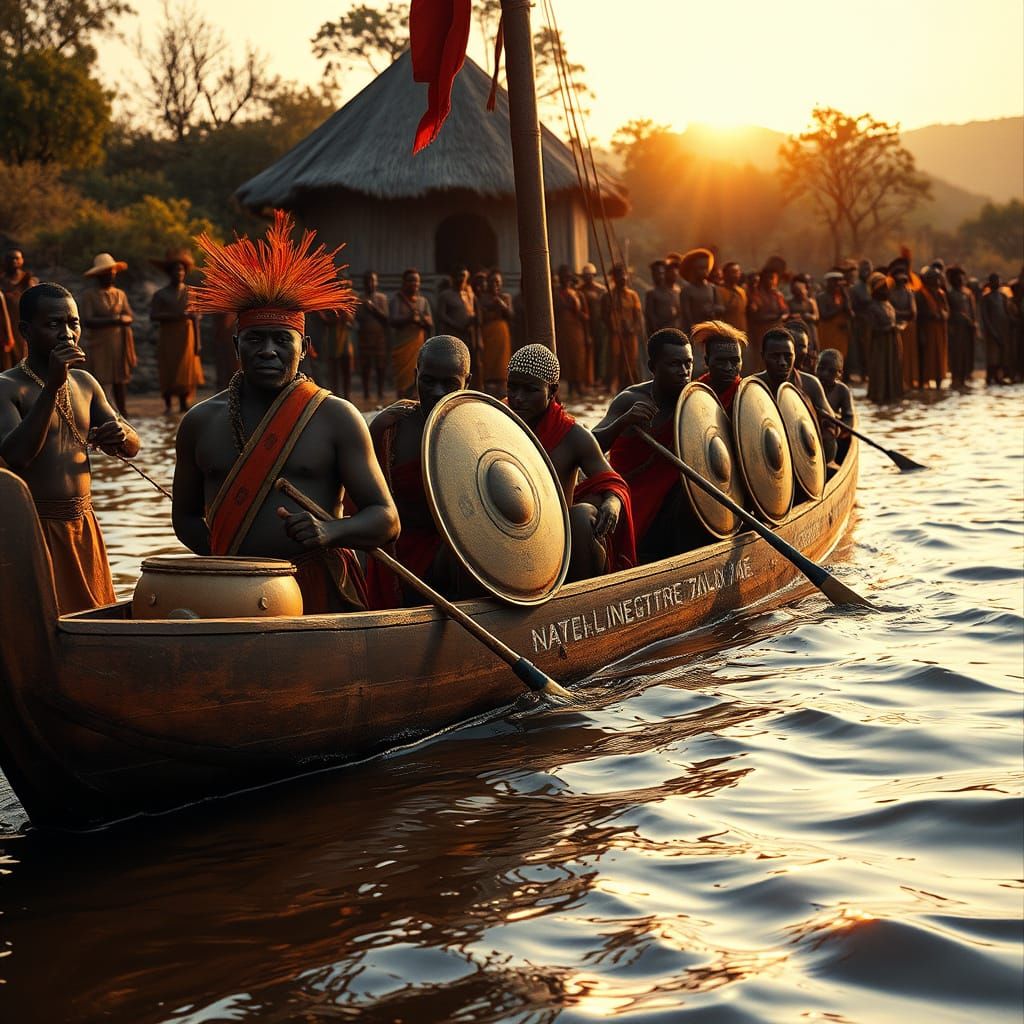 Zulu Ceremonial Canoe Ritual with Elders and Tribal Art