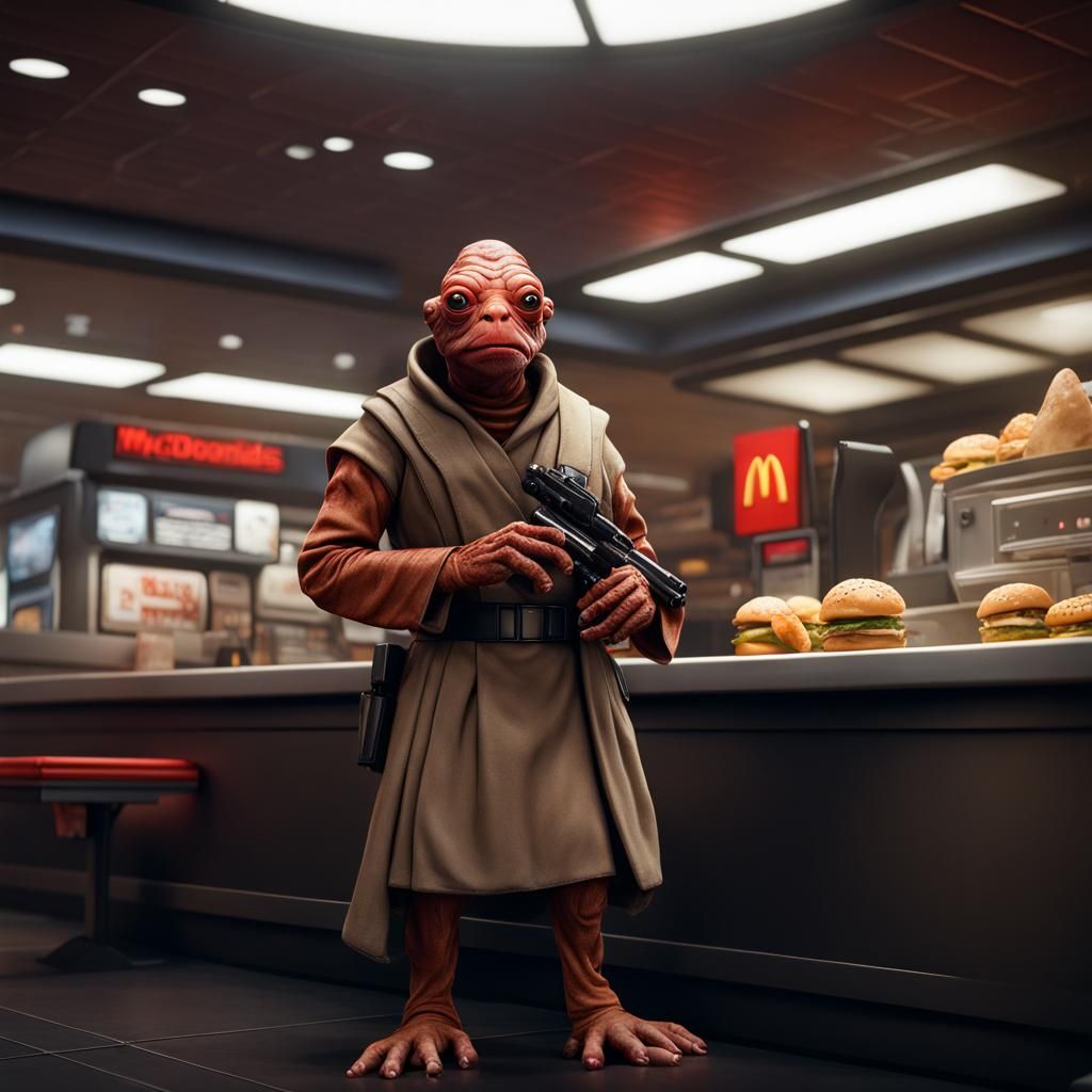 Admiral Ackbar at McDonald's: Detailed Matte Painting