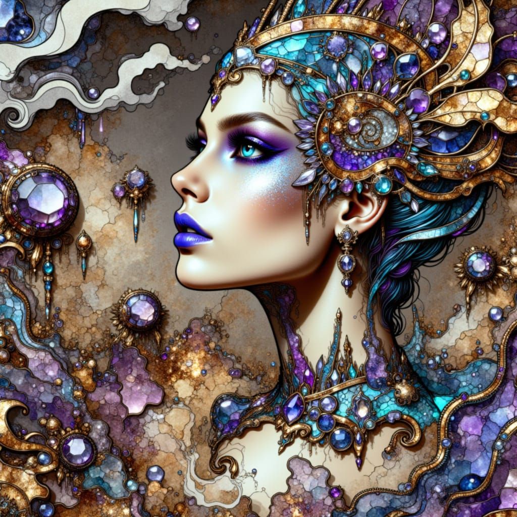 Surreal Metallic Crystal Rust Landscape